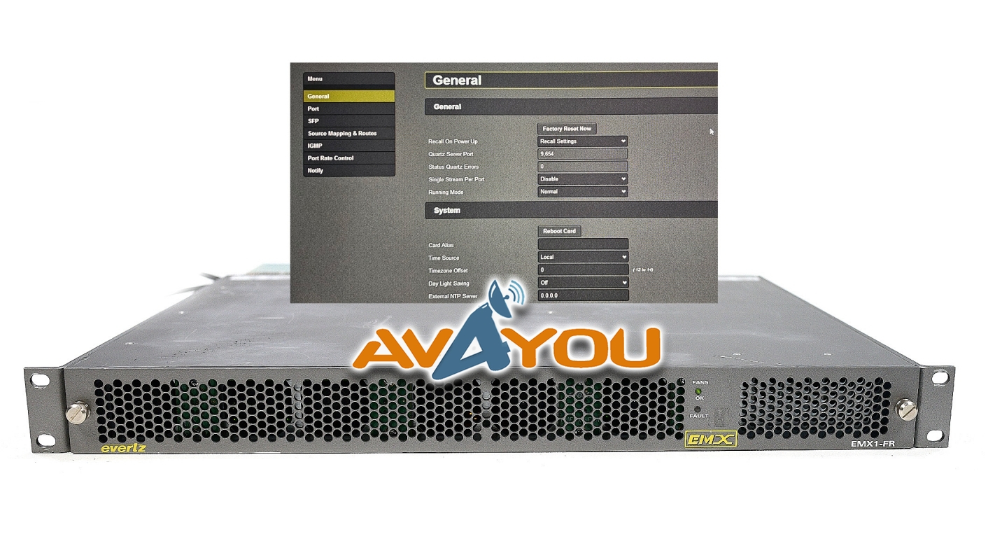 Evertz EMX1-FR w/ 3080IPX-32-10G Switching Fabric OPT: PF-IG2048